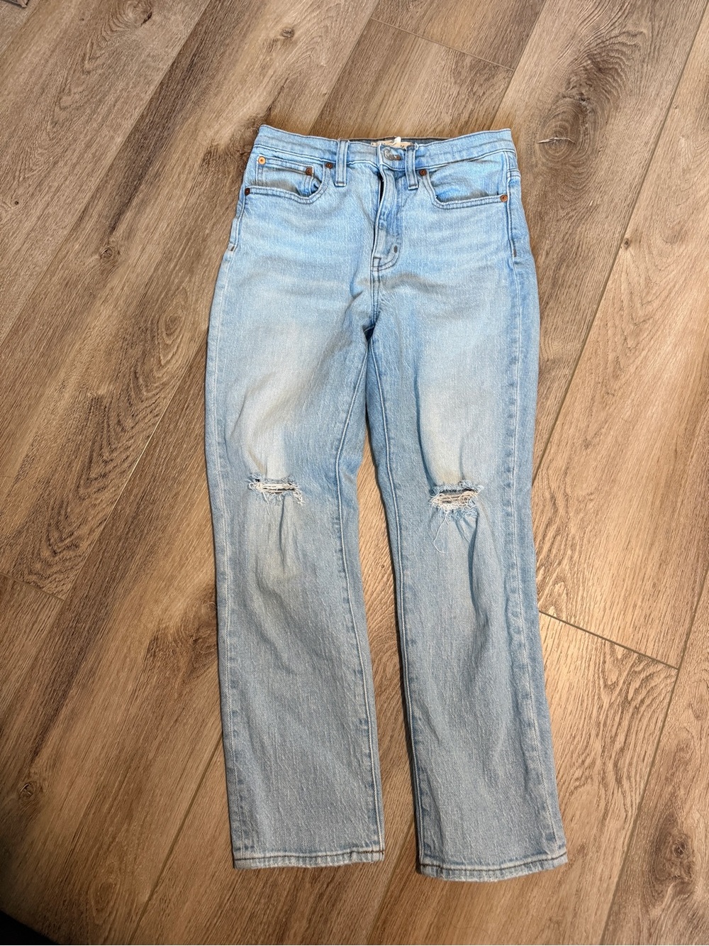 Madewell Light Blue Women's Distressed Straight-Leg Jeans
